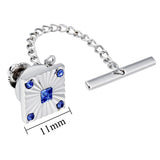 Metal Tie Tack Rhodium Plated Crystal Inlaid Necktie Accessory for Men