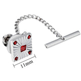 Metal Tie Tack Rhodium Plated Crystal Inlaid Necktie Accessory for Men