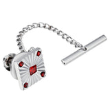 Metal Tie Tack Rhodium Plated Crystal Inlaid Necktie Accessory for Men
