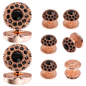 Crystal Cufflinks and Studs Set Tuxedo French Shirt Men's Jewelry