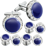 Enamel&Crystal Cufflinks and Studs Men's Wedding Gift 4 Colors