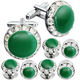 Enamel&Crystal Cufflinks and Studs Men's Wedding Gift 4 Colors