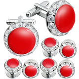 Enamel&Crystal Cufflinks and Studs Men's Wedding Gift 4 Colors