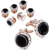 Enamel&Crystal Cufflinks and Studs Men's Wedding Gift 4 Colors