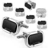 Enamel Cufflinks Studs Set for Men's Tuxedo Shirt Wedding Jewelry