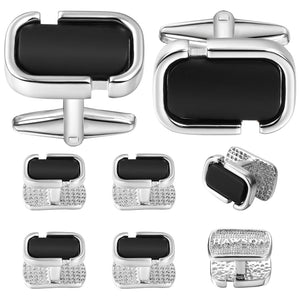 Enamel Cufflinks Studs Set for Men's Tuxedo Shirt Wedding Jewelry