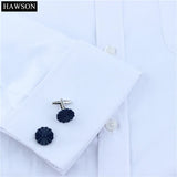 Enamel Flower Cufflinks White/Black/Navy with Box