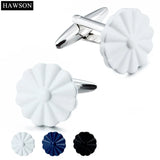 Enamel Flower Cufflinks White/Black/Navy with Box