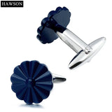 Enamel Flower Cufflinks White/Black/Navy with Box