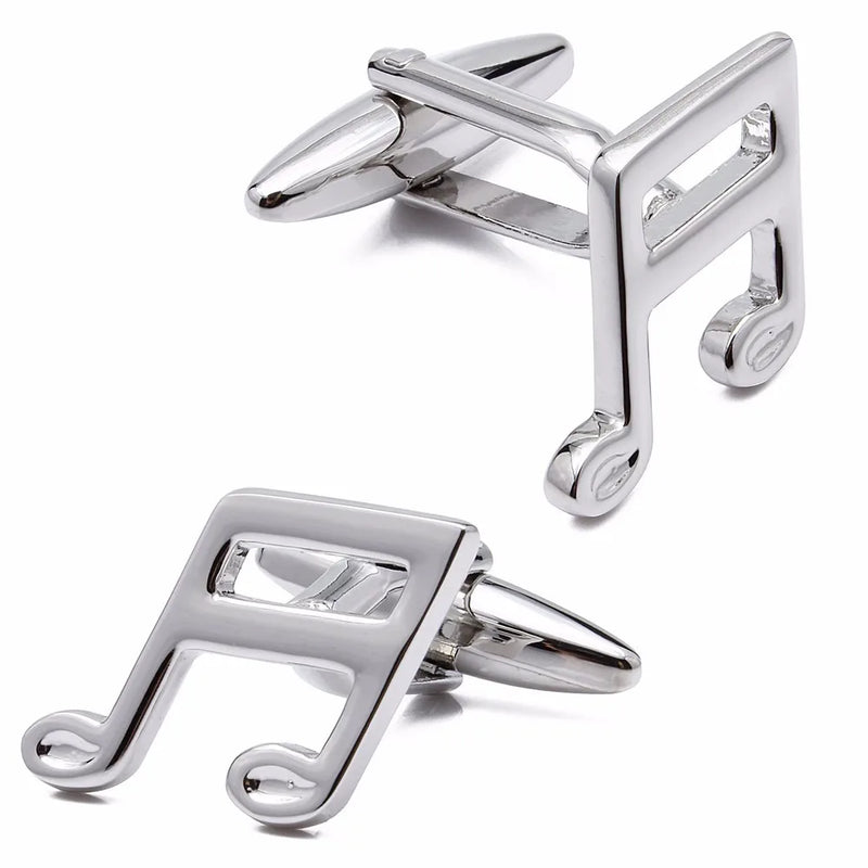 High Copper Cufflinks Silver Musical Note Cuff links Mens Party Accessory