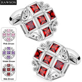 Black&Red Zircon Cufflinks Men's Wedding French Shirt Cuff Button