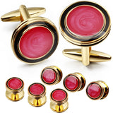 Men's Gradient Enamel Cufflinks & Studs Set for Wedding