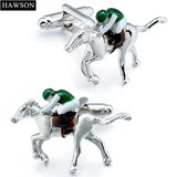Men's Horse Riding Cufflinks and Brooches Set Wedding Shirt 3 Colors