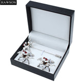 Men's Horse Riding Cufflinks and Brooches Set Wedding Shirt 3 Colors