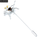 Men's Horse Riding Cufflinks and Brooches Set Wedding Shirt 3 Colors
