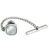 Square Tie Tacks with Chain for Men Necktie Accessory