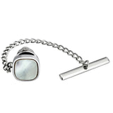 Square Tie Tacks with Chain for Men Necktie Accessory