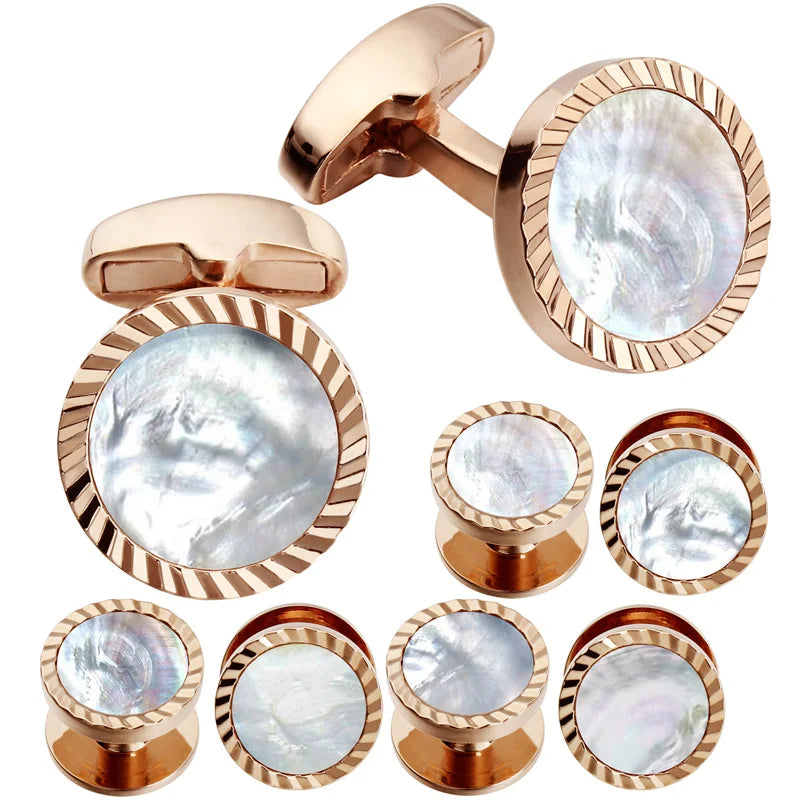 Mother of Pearl Cufflinks & Studs Set for Tuxedo Shirt