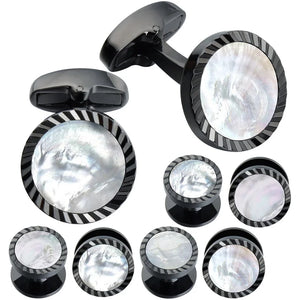 Mother of Pearl Cufflinks & Studs Set for Tuxedo Shirt