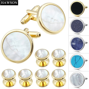 Mother of Pearl Cufflinks and Studs Set for Tuxedo Shirts