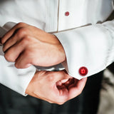 HAWSON Classic Red and Pearl Cuff Links Set, 8 Pcs