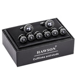 HAWSON Classic Red and Pearl Cuff Links Set, 8 Pcs