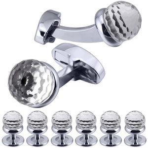 Arrival Glass Cufflinks and Studs Sets for Men Formal Business Classic Wedding