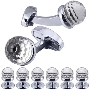 Arrival Glass Cufflinks and Studs Sets for Men Formal Business Classic Wedding