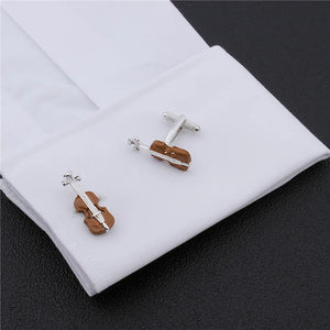Brown Violin Cuff Links for Men
