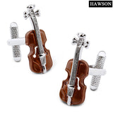 Brown Violin Cuff Links for Men