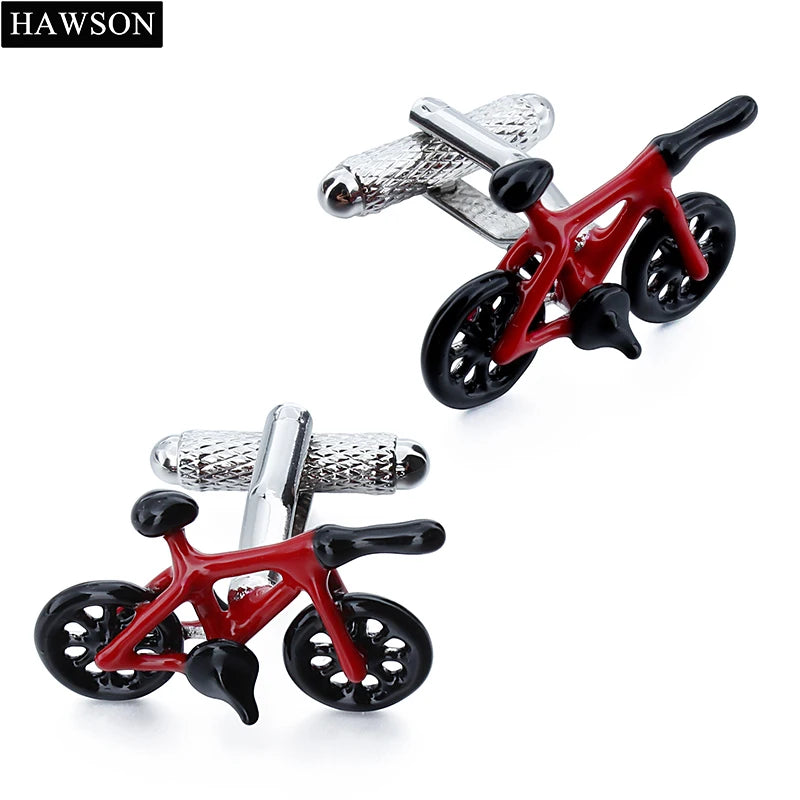 Red Bike Cufflinks Men's Bike Jewelry with Box