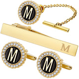 Personalized Crystal Cufflinks Set for French Cuffs and Dress Shirt