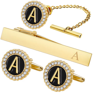 Personalized Crystal Cufflinks Set for French Cuffs and Dress Shirt