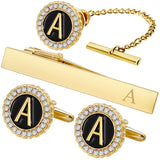 Personalized Crystal Cufflinks Set for French Cuffs and Dress Shirt