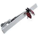 Red Animal Beetle Tie Clips for Mens Crystal Tie Pin Necktie Clasp