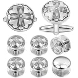 Engraved Flower Pattern Cufflinks & Studs Set