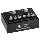 Engraved Flower Pattern Cufflinks & Studs Set