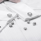 Round Cufflinks and Studs with Mother of Pearl
