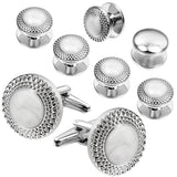 Round Cufflinks and Studs with Mother of Pearl