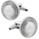 Round Cufflinks and Studs with Mother of Pearl