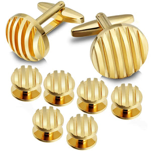 8 PCS Round Cufflink Studs Tuxedo Collar Stud Set for Men