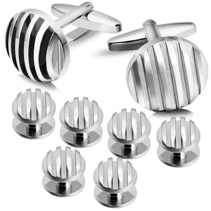 8 PCS Round Cufflink Studs Tuxedo Collar Stud Set for Men