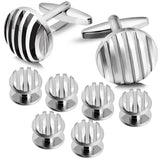 8 PCS Round Cufflink Studs Tuxedo Collar Stud Set for Men