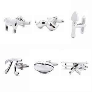 Rhodium Funny Cufflinks for Men Classic Metal French Shirt Cuff Button