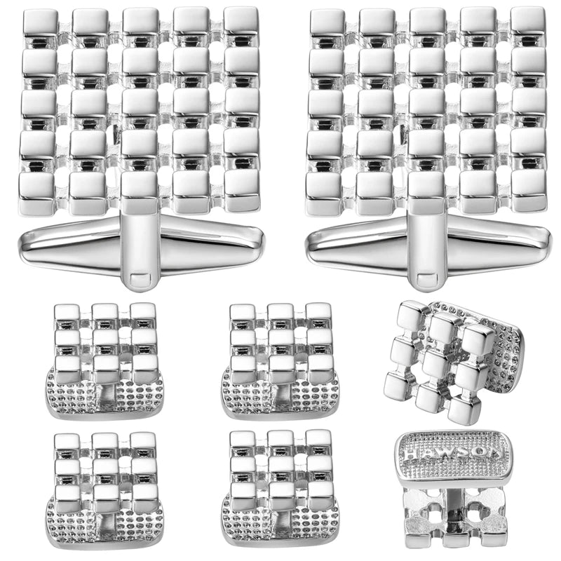 Square Metal Cufflinks Tuxedo Studs Sets Men's French Shirt Jewelry