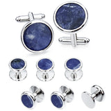 Tuxedo 6 Studs Cufflinks Set Round Cuff Links Men Jewelry Wedding Gift