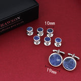 Tuxedo 6 Studs Cufflinks Set Round Cuff Links Men Jewelry Wedding Gift
