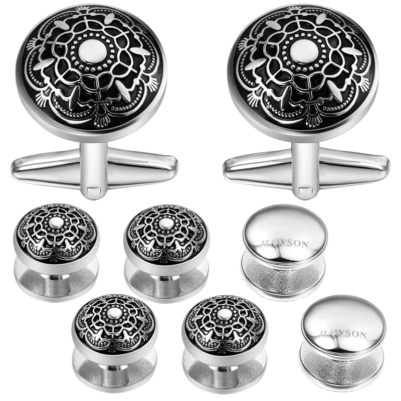 Retro Flower Engraved Cufflinks - Wedding Business Mens