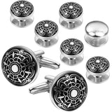 Retro Flower Engraved Cufflinks - Wedding Business Mens