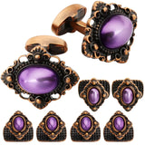 Red Copper Plated Cufflinks Set with Mother of Pearl